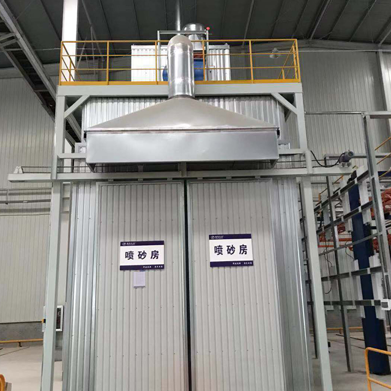 Sala de lixamento e máquina automática de jateamento